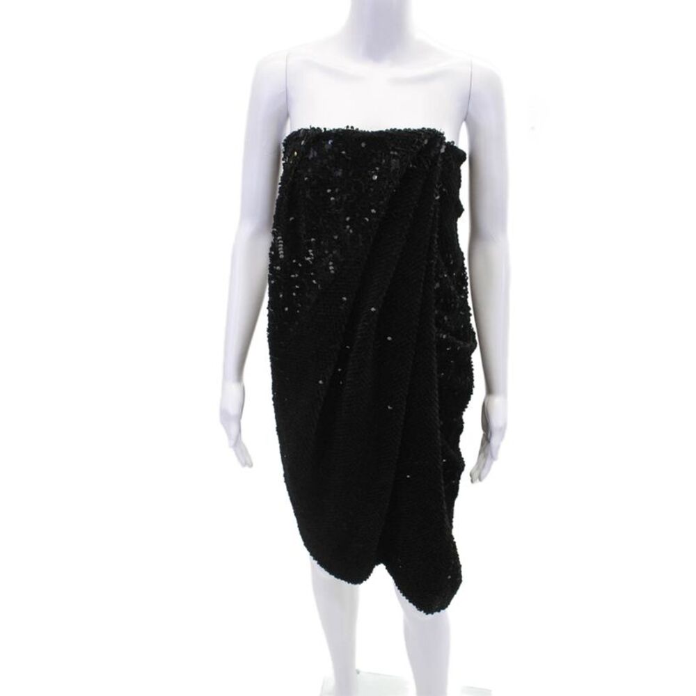 RECTO Womens Velvet Sequin Draped Tube Top Dress - Black Size L